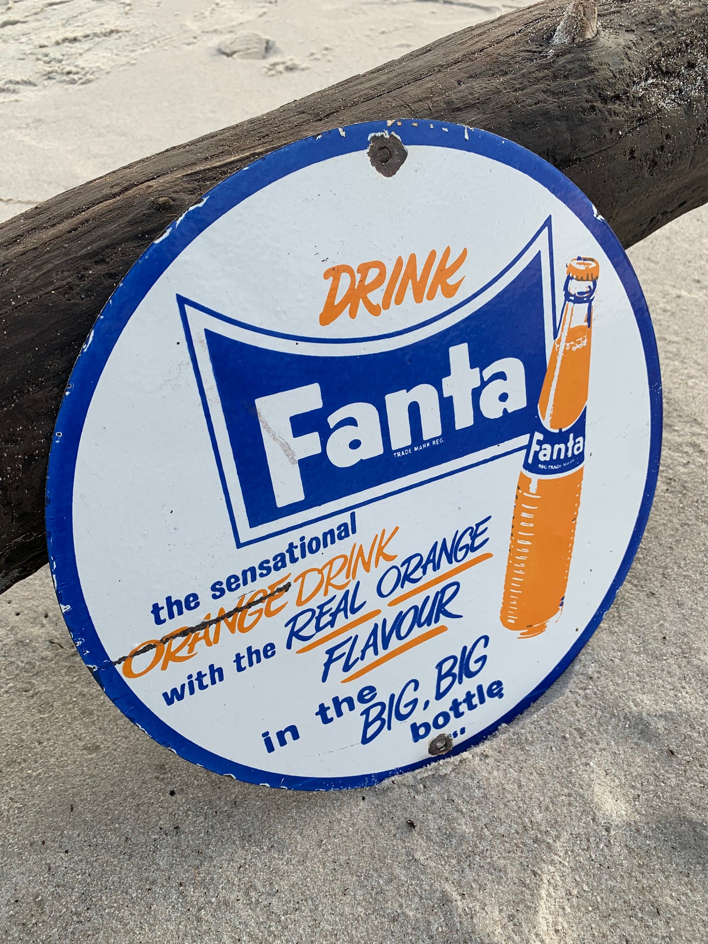 Gammelt Fanta emaljeskilt
