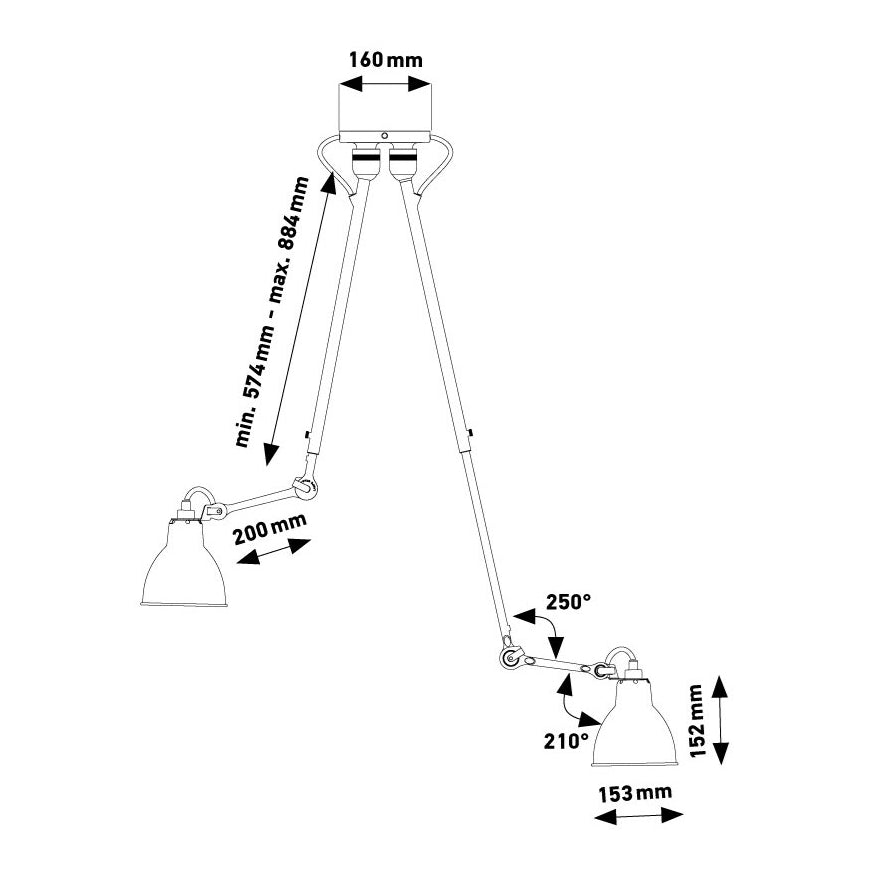 Lampe Gras N302 dobbeltlampe - Sort