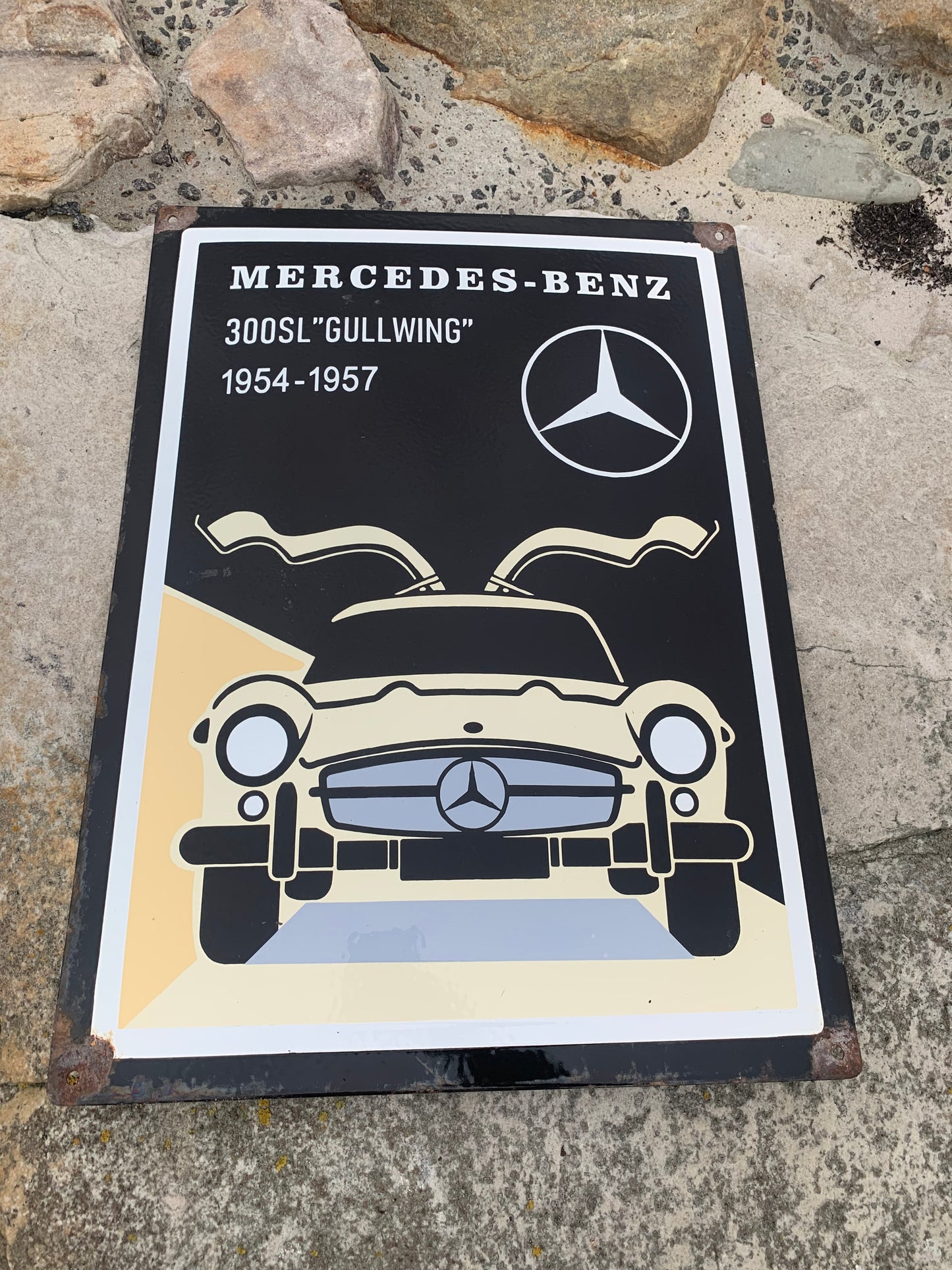 Mercedes emaljeskilt (hvælvet)
