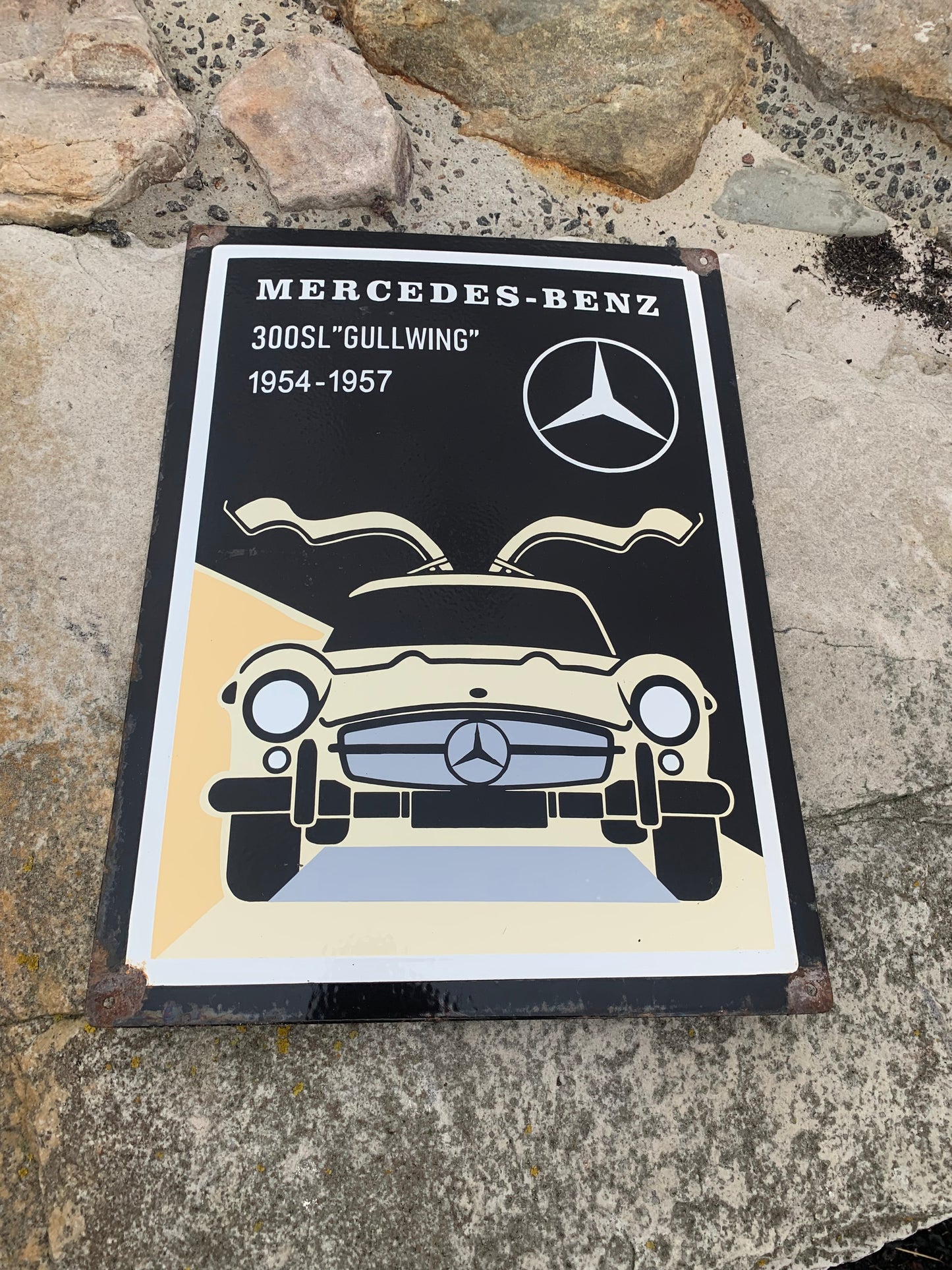 Mercedes emaljeskilt (hvælvet)