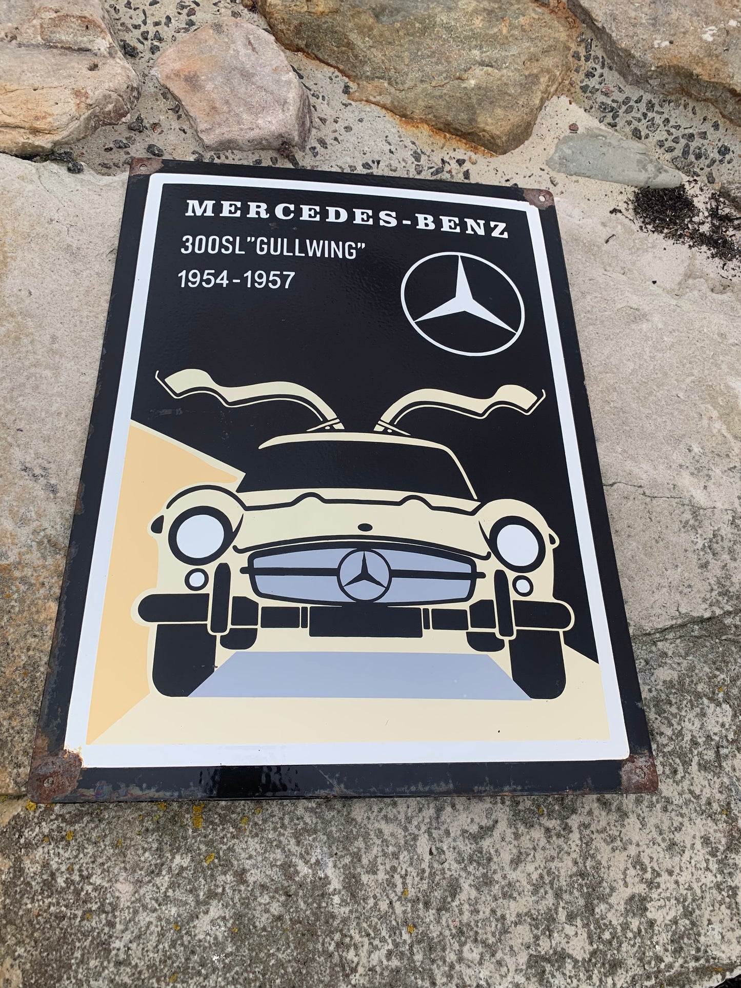 Mercedes emaljeskilt (hvælvet)