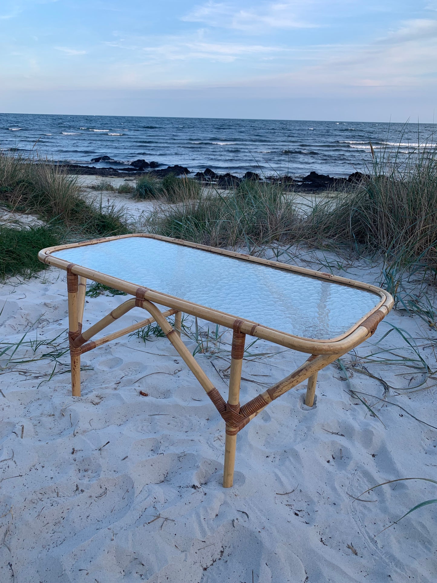Bambusbord med glasplade