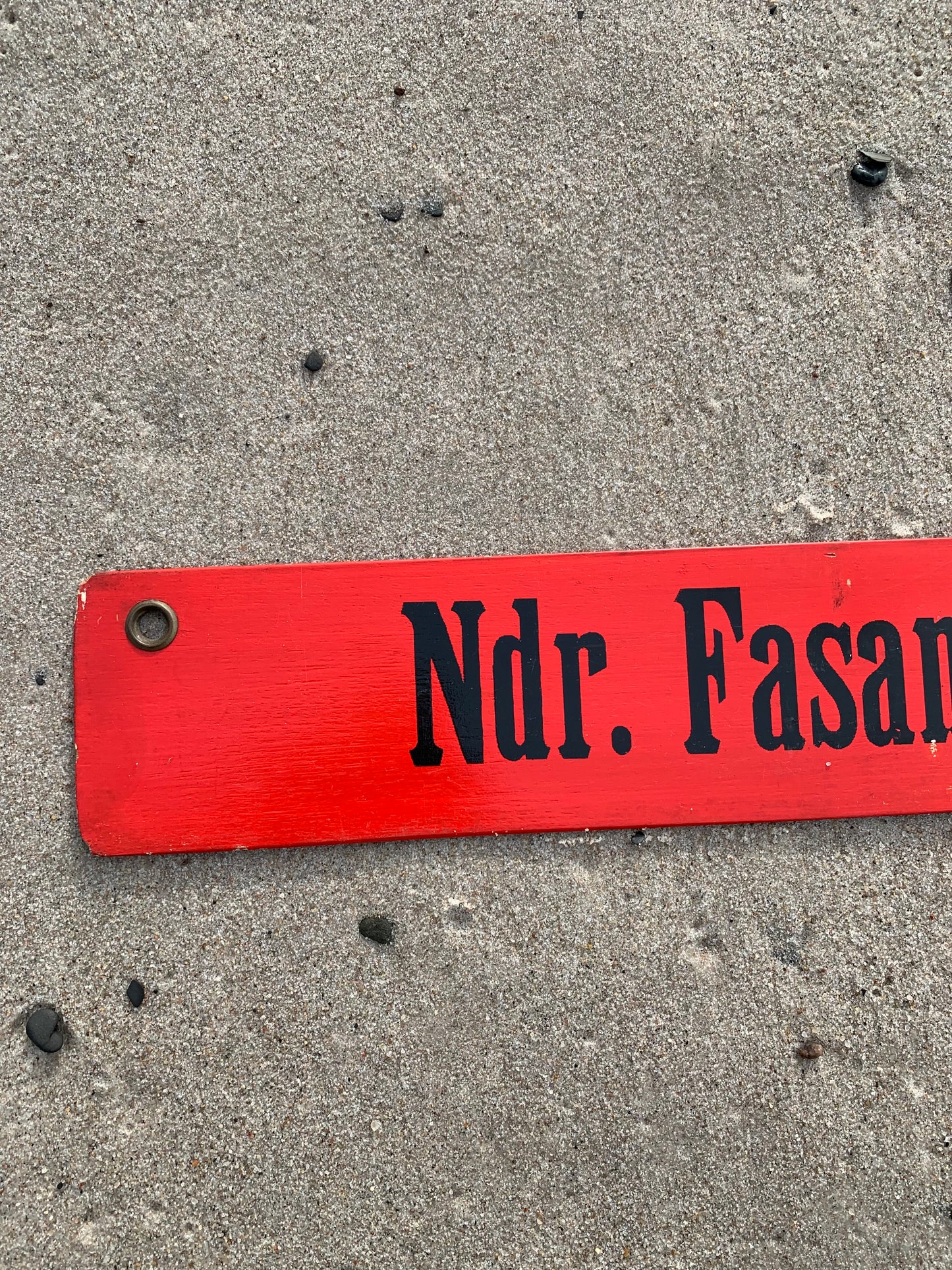 Gammelt sporvognsskilt Ndr. Fasanvej/Nørrebro Remise
