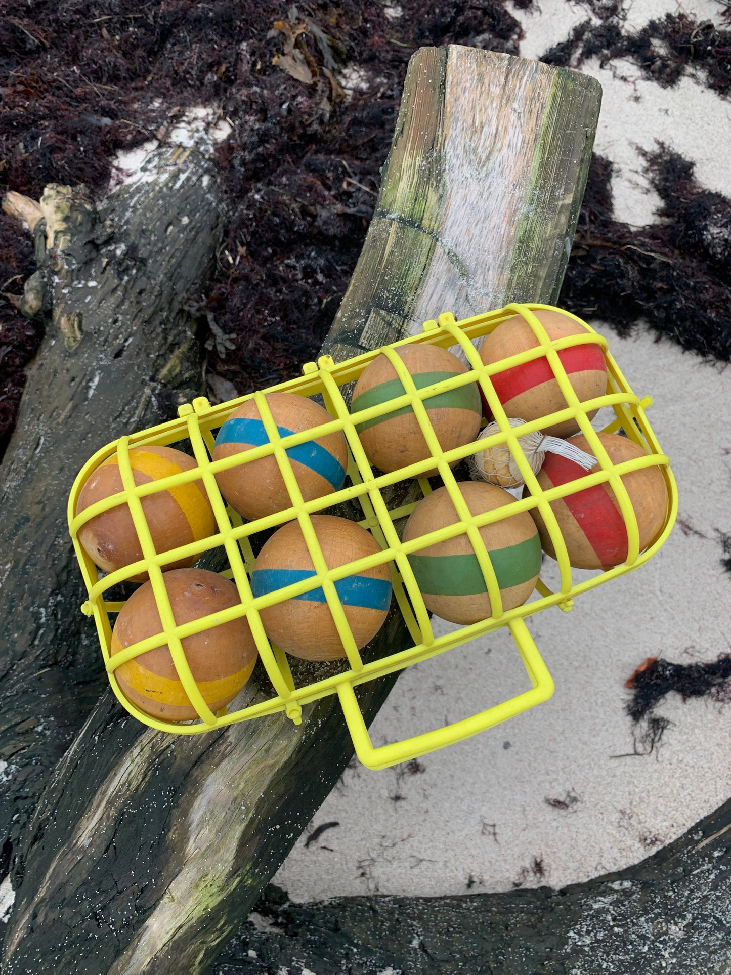 Gammelt Boules spil med 8 trækugler