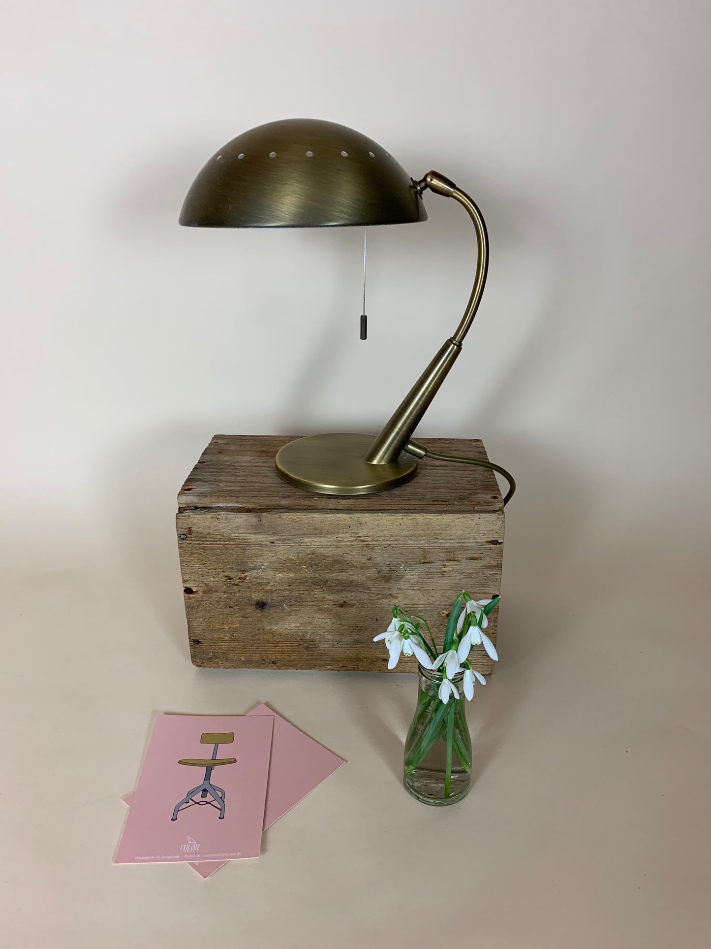 Hillebrand messinglampe med træksnor