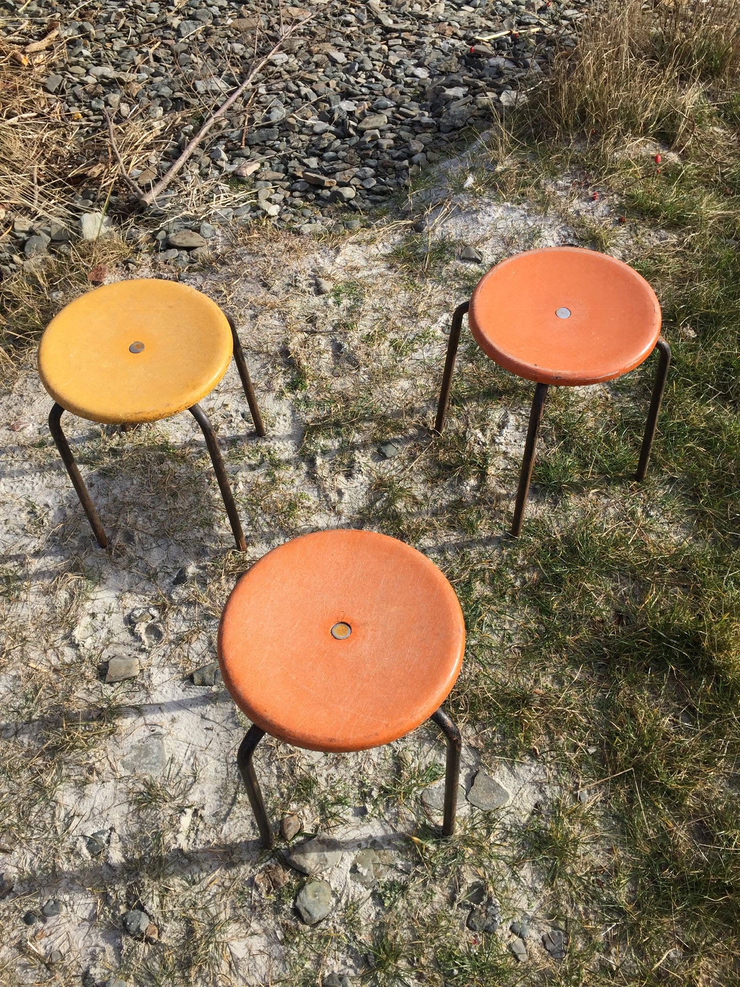 Glasfiber taburet med masser af patina