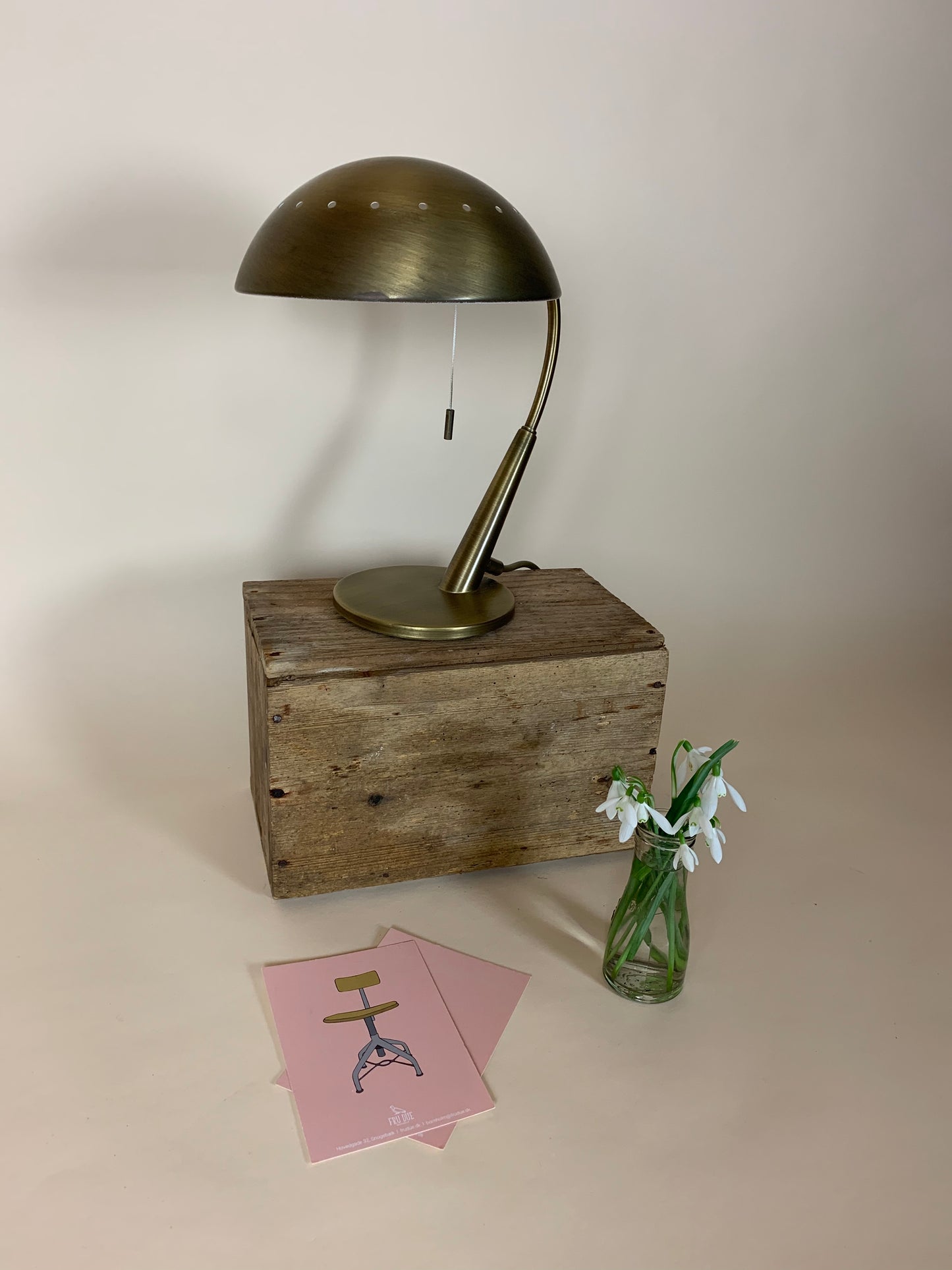 Hillebrand messinglampe med træksnor