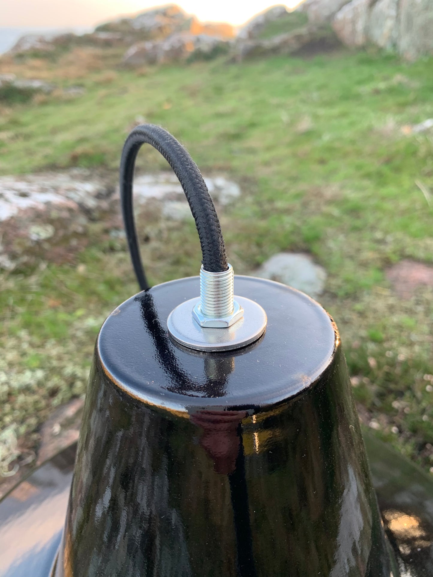 Værkstedslampe i emalje - Sort