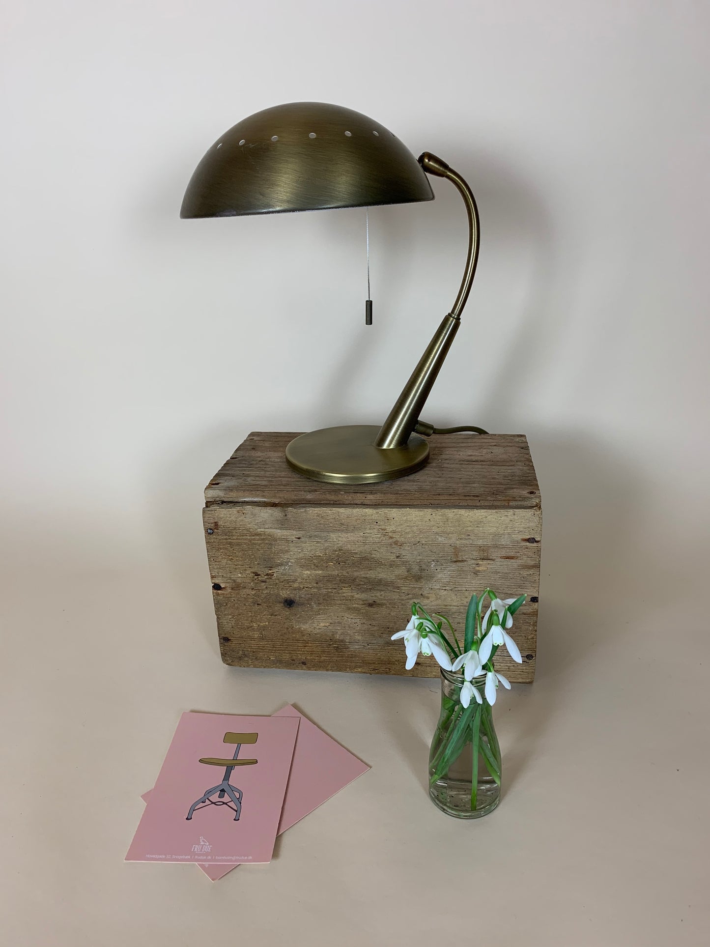 Hillebrand messinglampe med træksnor