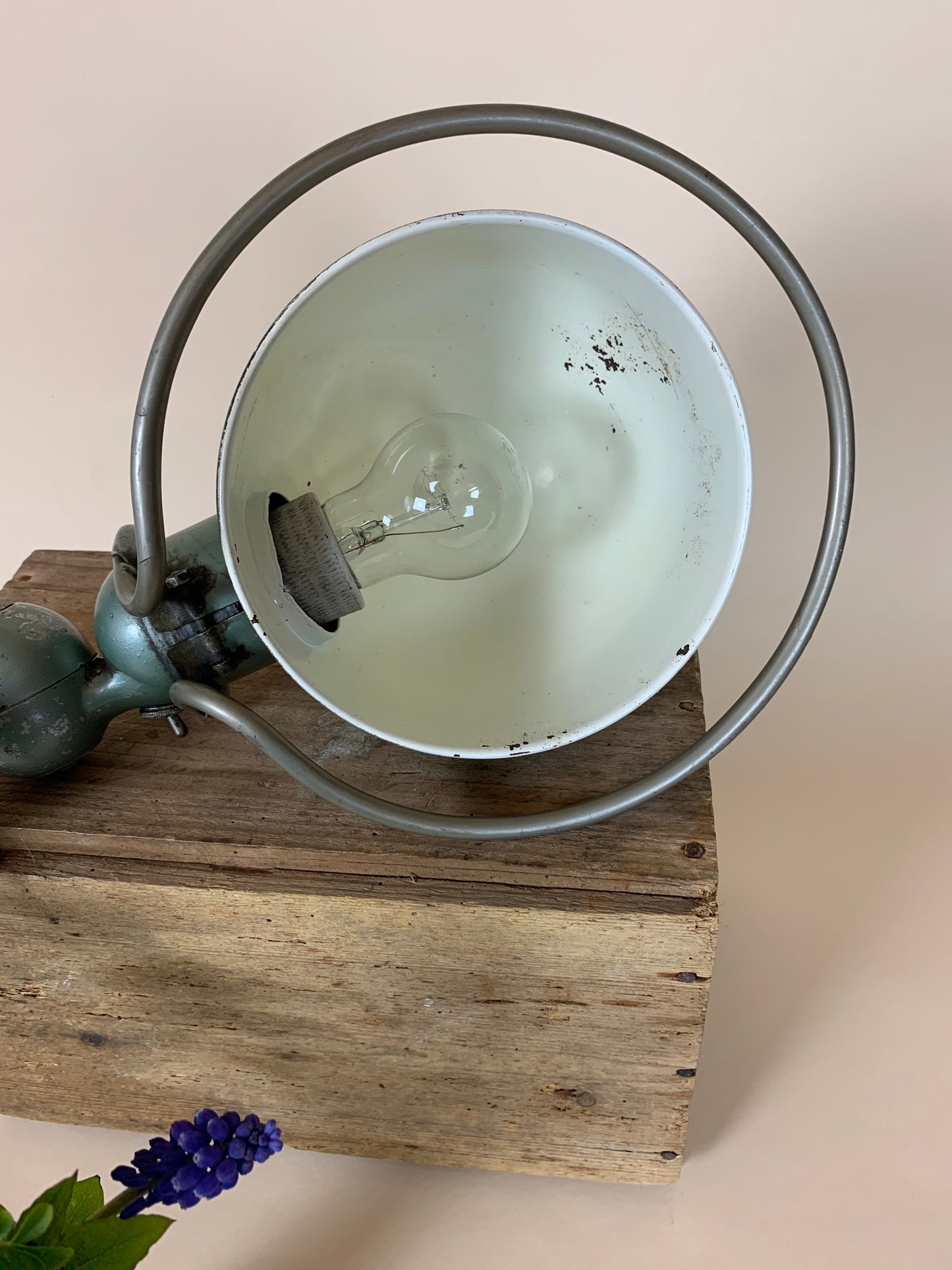 Grøn Jieldé væglampe med masser af patina