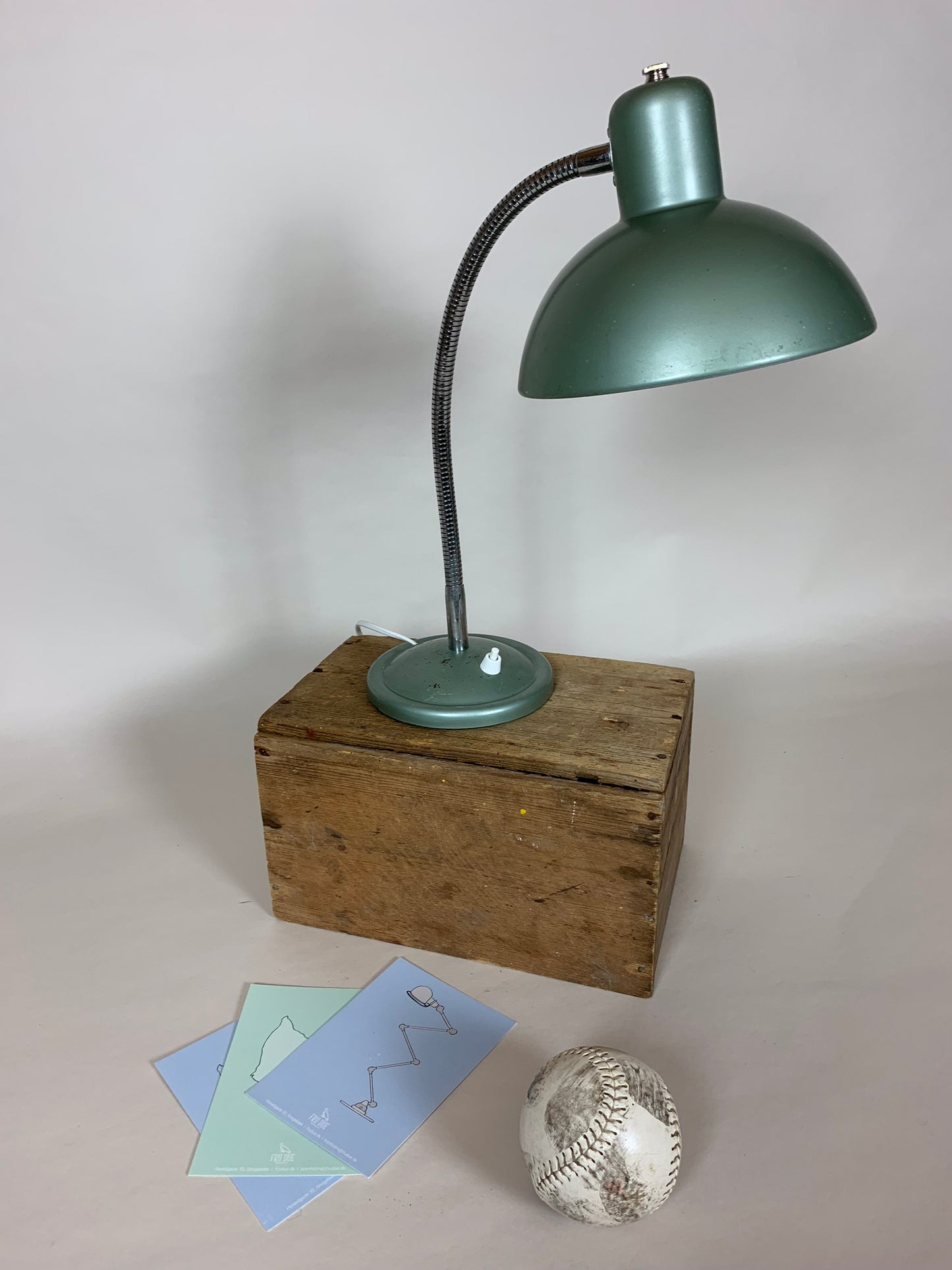 Lækker grøn Fransk vintage bordlampe