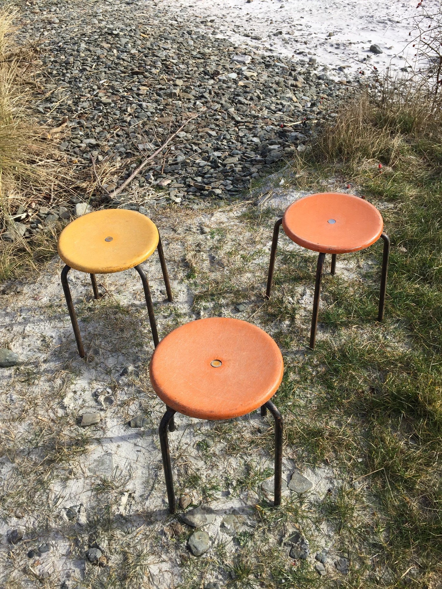 Glasfiber taburet med masser af patina