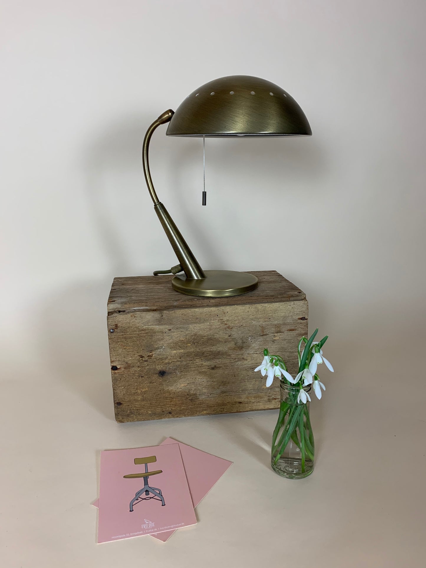 Hillebrand messinglampe med træksnor