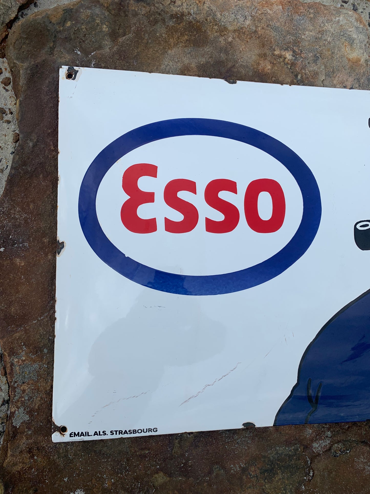 Emaljeskilt med Kaptajn Haddock og Esso