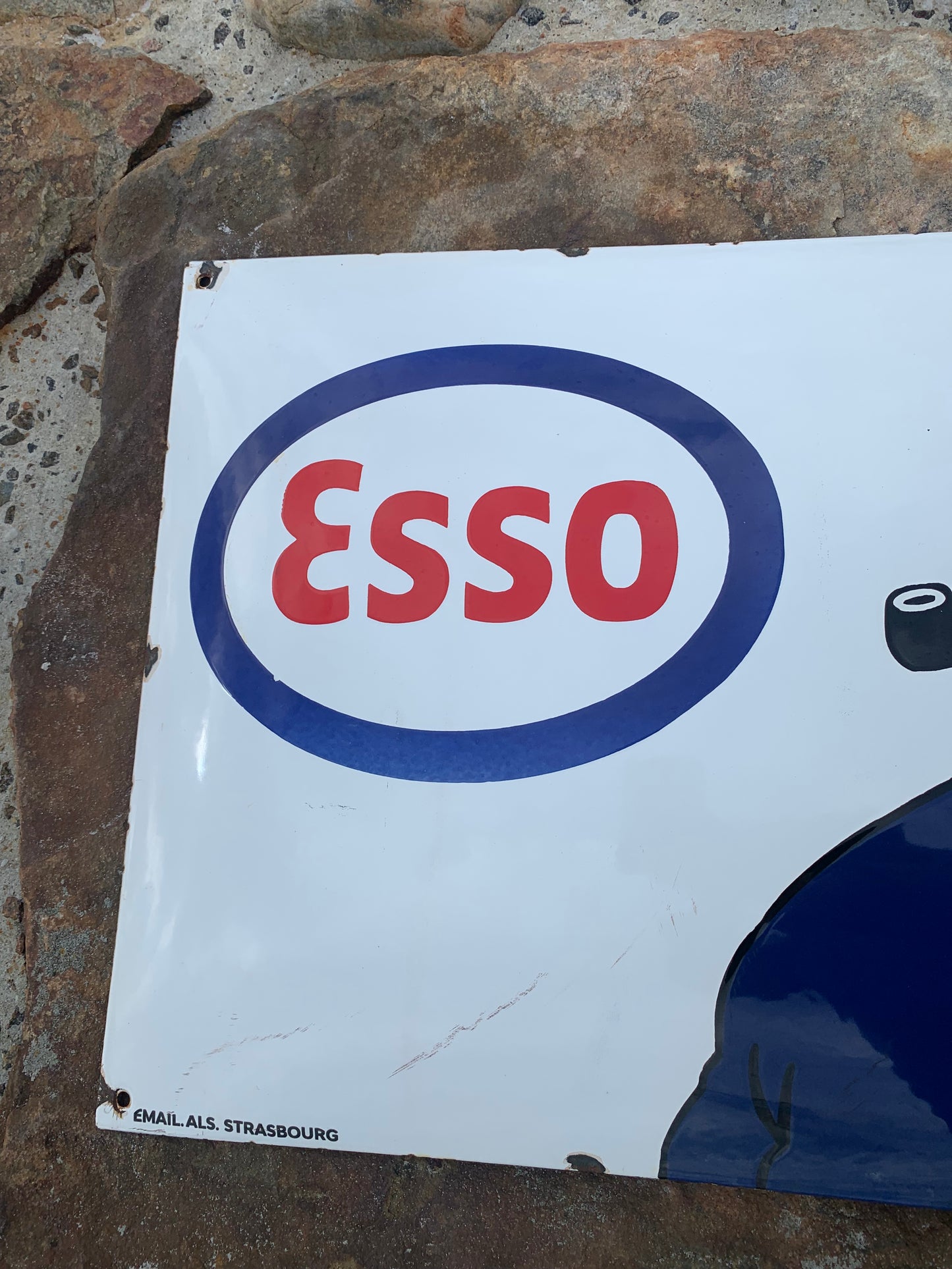 Emaljeskilt med Kaptajn Haddock og Esso