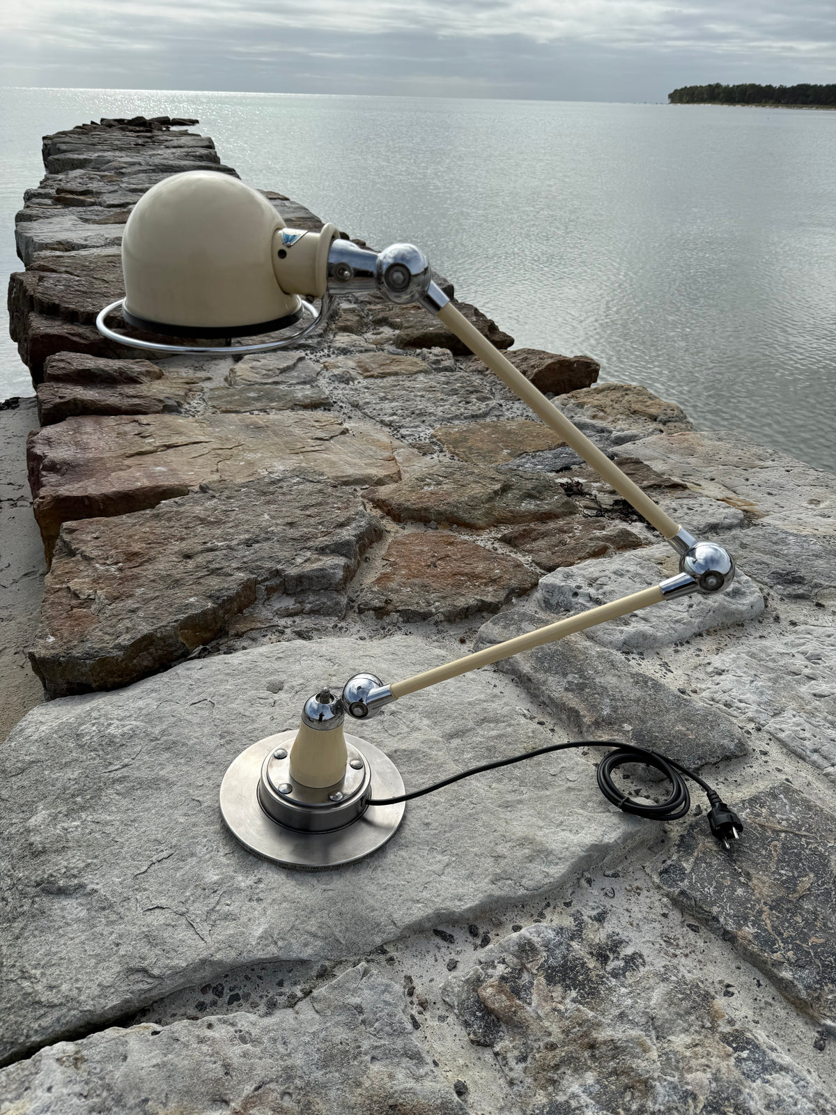 Jieldé bordlampe med to arme og blændskærm (Sjælden udgave)