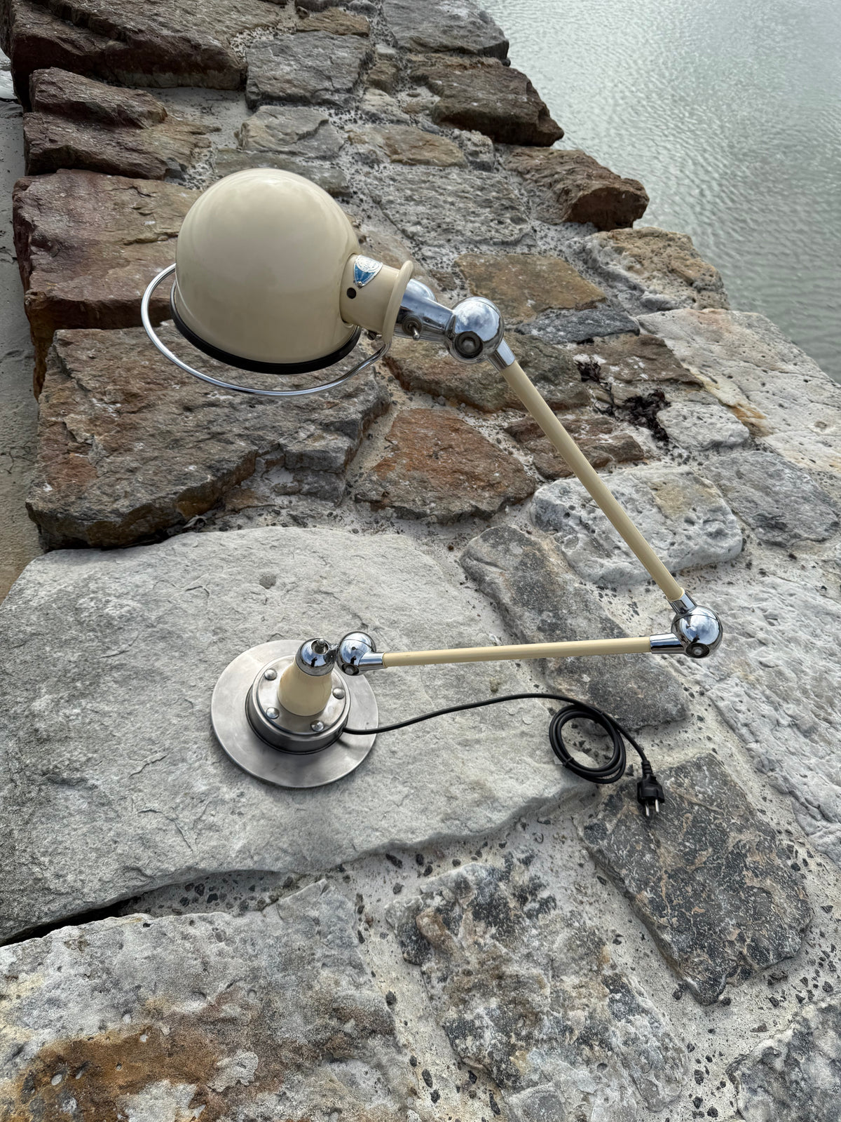 Jieldé bordlampe med to arme og blændskærm (Sjælden udgave)