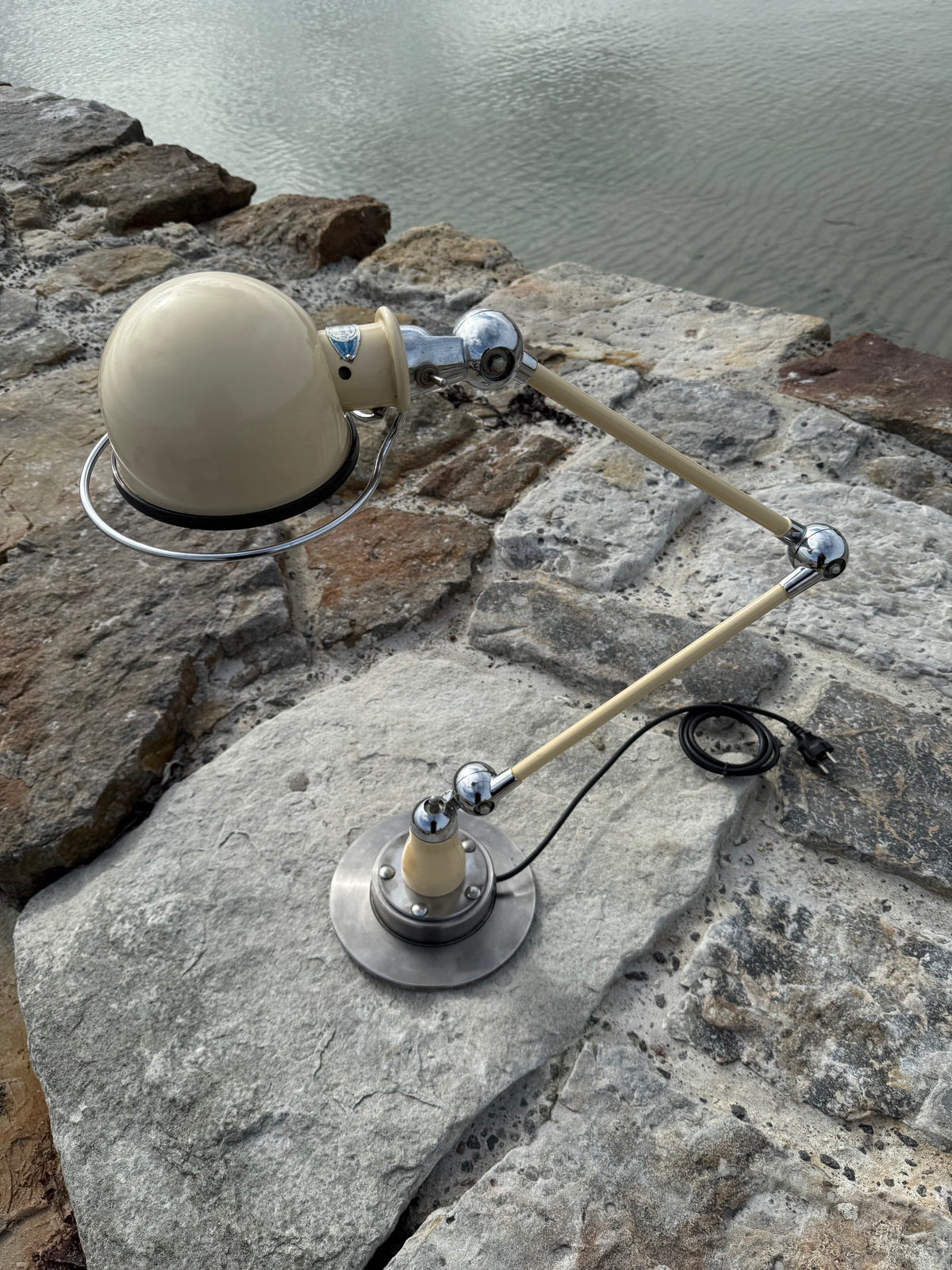 Jieldé bordlampe med to arme og blændskærm (Sjælden udgave)