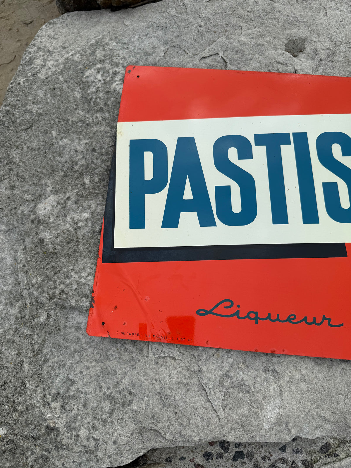 Pastis 51 reklameplade i litografisk stål fra 1957