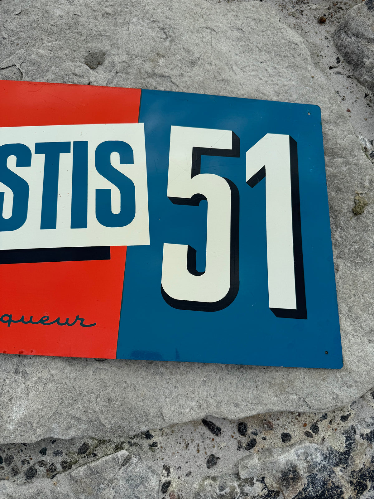 Pastis 51 reklameplade i litografisk stål fra 1957