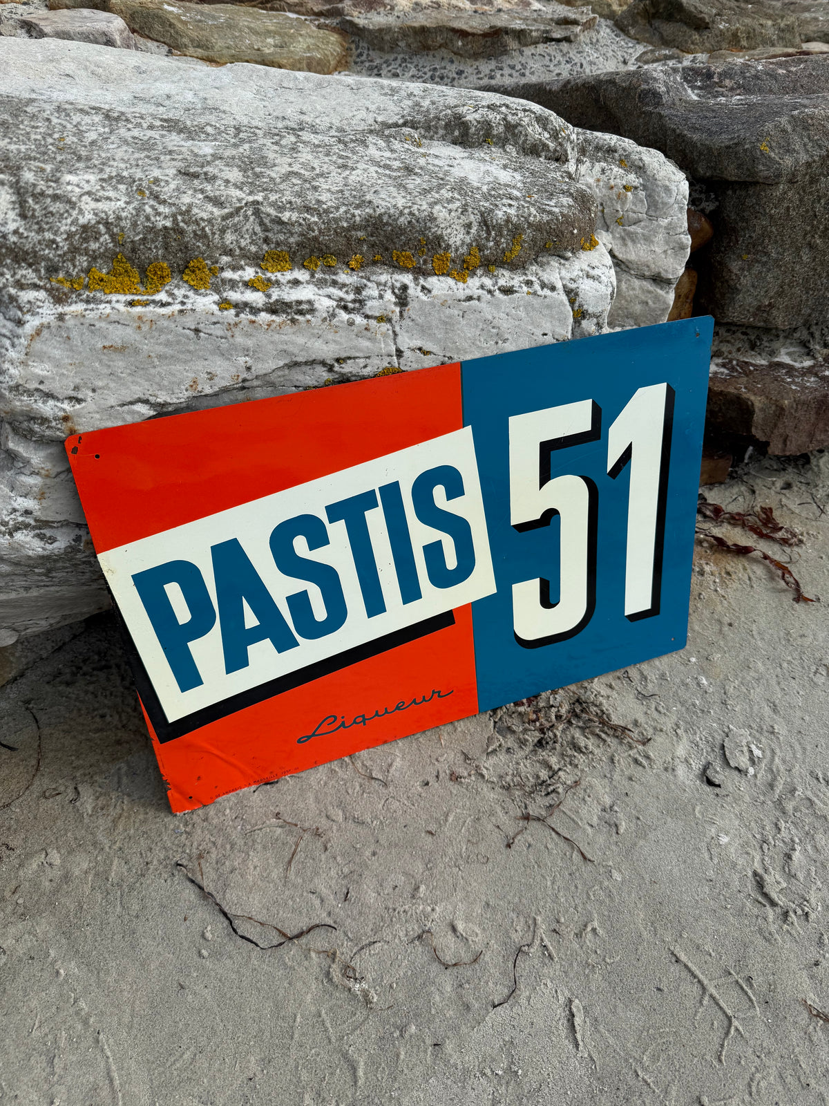 Pastis 51 reklameplade i litografisk stål fra 1957