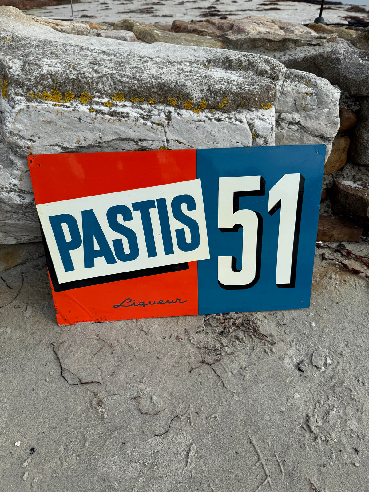 Pastis 51 reklameplade i litografisk stål fra 1957