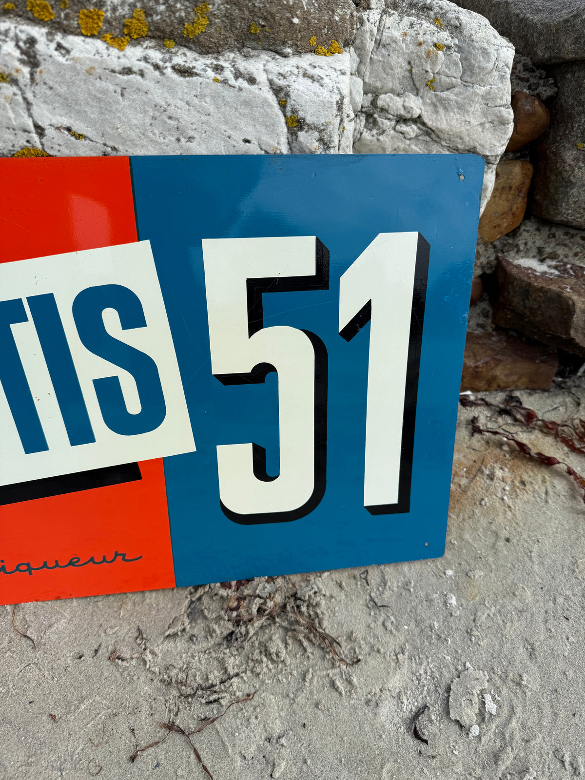 Pastis 51 reklameplade i litografisk stål fra 1957