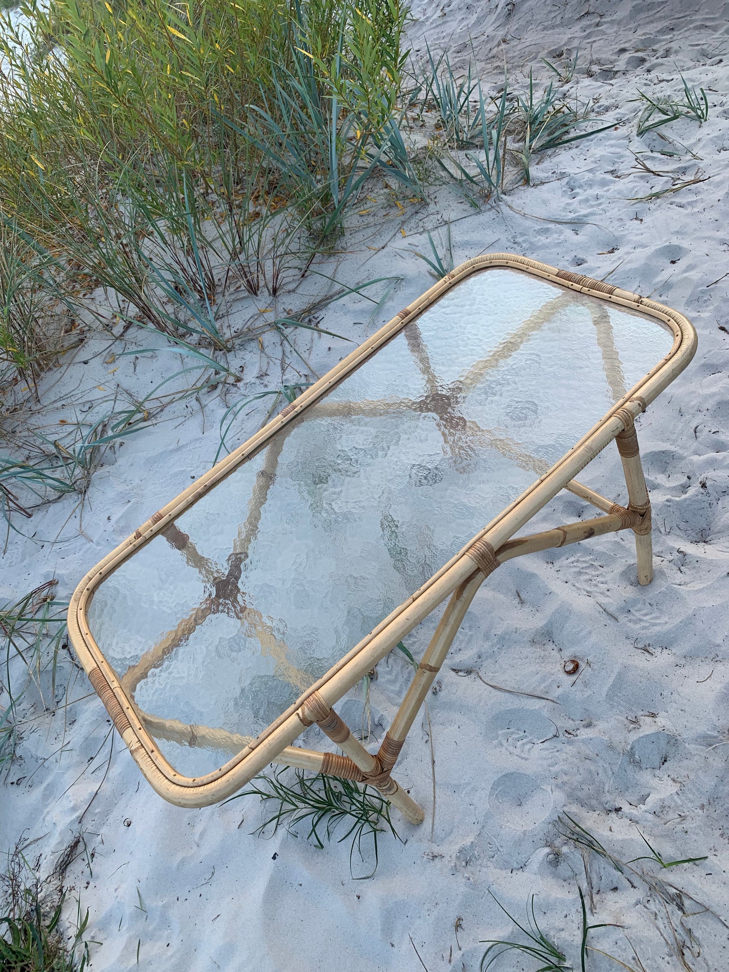 Bambusbord med glasplade