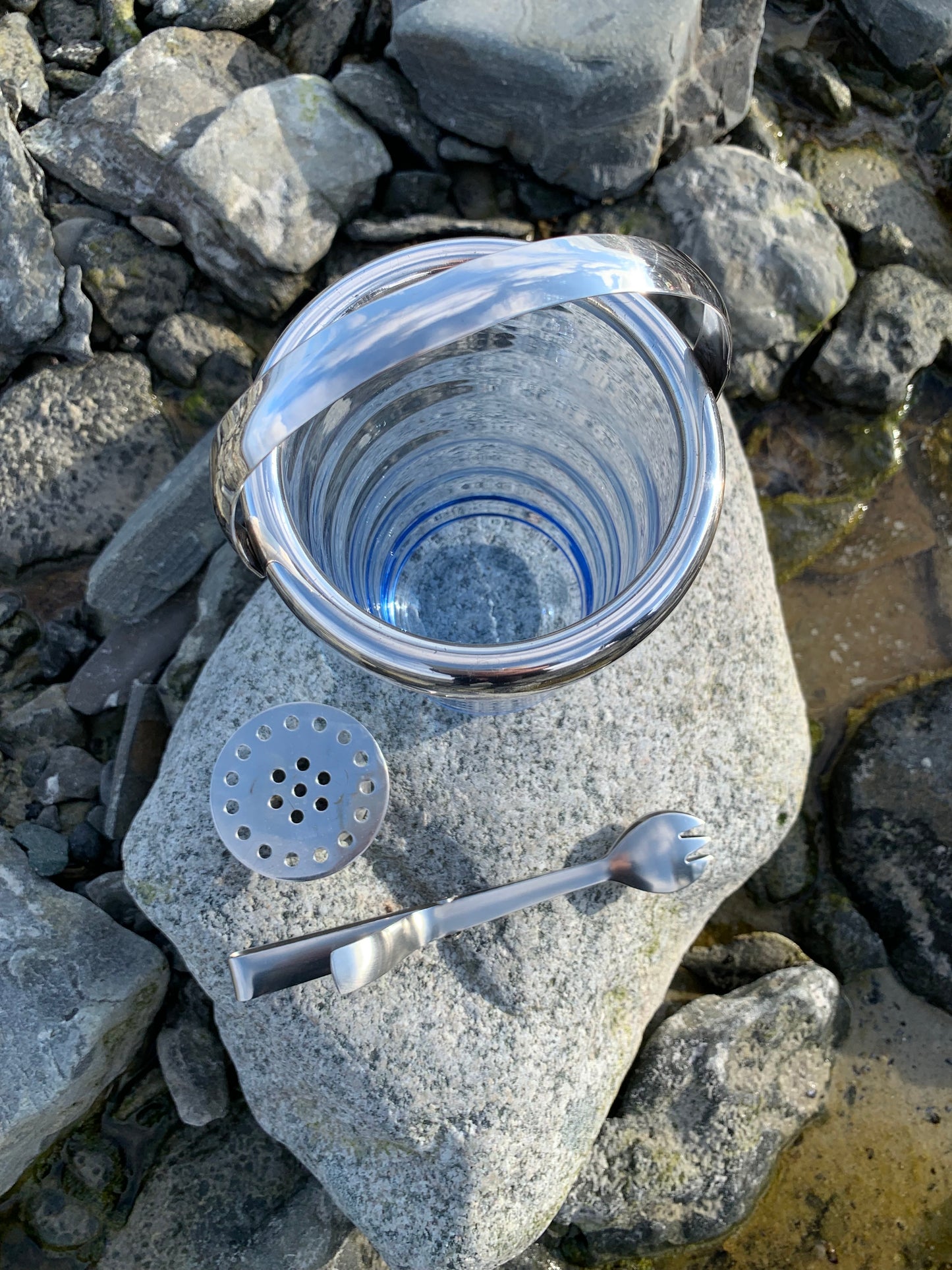 Holmegaard isspand med bundrist, tang og sølvkant - Per Lütken