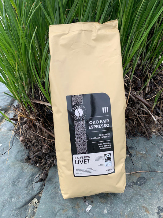 Hele espresso kaffebønner - håndplukkede og økologiske 1 kg.